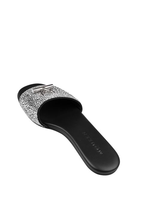 Sandali Bassi Gioiello Con T-Bar in Nero/Argento ALEXANDER MCQUEEN | 822920-WIADN1068